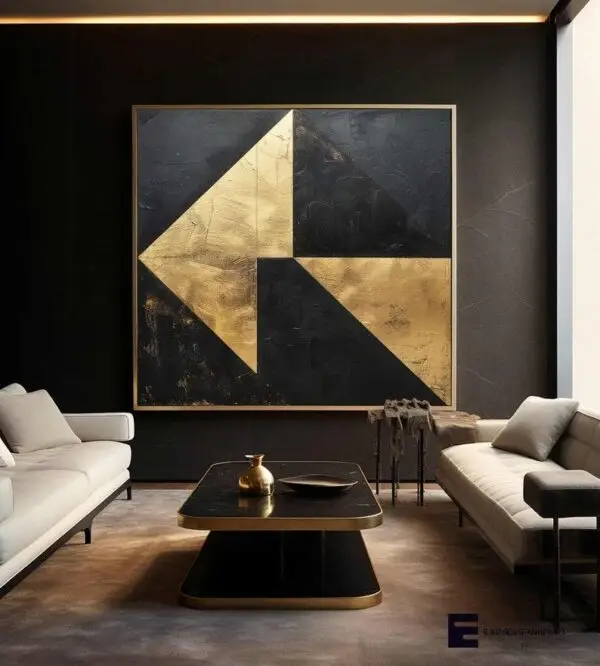 Black & Gold Geometric Canvas