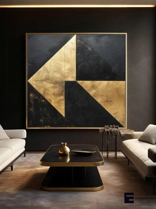 Black & Gold Geometric Canvas